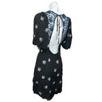 Free People  Mockingbird Black Floral Deep V-Neck Open-Back Lace Mini Dress Sz 2 Photo 6
