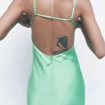 ZARA NWT MINT GREEN SATIN EFFECT MIDI CUT OUT DRESS VIRAL TIKTOK Photo 8