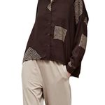 Grade & Gather Geo Satin Shirt Women S Black Oversize Normcore Boho Whimsygoth Photo 5