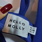 Hello Molly  Salsa Nights Mini Dress Blue Ruffle Shoulders Cut Out Back Sz 6 Photo 5