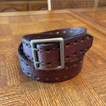 Leather laser cut belt with a brass buckle Brown Photo 0