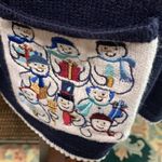 cj banks Vintage  Hand Embroidered Navy Blue Snowman Cardigan Size XL Photo 1