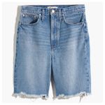 Madewell Womens High Rise Long Denim Raw Hem Bermuda Jean Shorts Size 25 Blue Photo 2