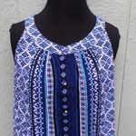 Cato Blue & White Scarf Print Sleeveless Top L Photo 1