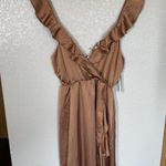 Show Me Your Mumu Samantha Ruffle Dress Large Copper Luxe Satin Photo 2