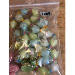 Vintage West Germany Pastel Glass Tulip Flower Beaded Necklace With Green Crysta Size 18 Photo 2