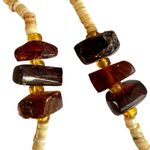 Vintage Amber & Shell Heishi Bead Necklace Photo 5
