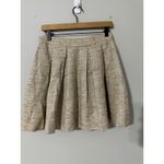 Hunter Dixon Women's Beige Gold Tweed Pleated Mini Skirt Party Cocktail Size 2 Tan Photo 3