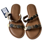 Universal Threads Universal Thread Womens Vivienne Two Band Flat Sandals Gold / Brown Womans 7 Nwt Photo 0