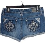 Hydraulic Lola Curvy cuffed fringe hem denim embellished mini shorts sz 9/10 Photo 1