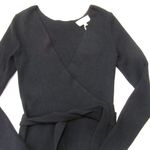 Sézane NWT La Maille Sezane Leonore in Noir Black Ribbed Knit Wrap Sweater Top S Photo 9