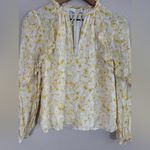 Intermix  Maura Ruffled Long Sleeve Silk Floral Blouse Yellow size 2 $228 Photo 5