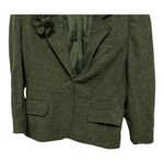 Daisy Fuentes  vintage wool blend cropped blazer removable flower pin olive green Photo 2