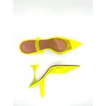 Amina Muaddi NEON YELLOW PVC HOLLI SLING PARTY HEELS size 37 Photo 1