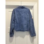 Women’s Blue Size Large Sequin football Game Day corduroy Fringe Jacket Coat Photo 5