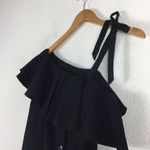 Sea NY Black Ruffle Off Shoulder Mini Dress Small Button Loose Linen Shirtdress Photo 5