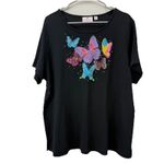 Quacker Factory Embroidered Butterfly Rhinestone Knit Top Size 2X Photo 1