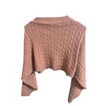 Missguided  Cropped Cable Knit Long Sleeve Sweater Womens Size 2/4 Pink Cozy Chic Photo 2
