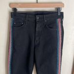 MOTHER High Waist Looker Ankle Fray Guilty Glitter Racer Black Skinny Jean Size 26 Photo 3