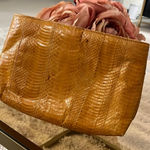 Vintage snakeskin mustard colour clutch Yellow Photo 0