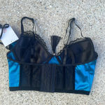 iCollection Lux Satin and Lace 2 piece Lingerie Set‎ teal Blue Black Small NWT Photo 5