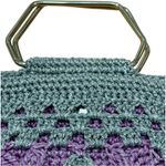 Handmade Thick Crochet Granny Square‎ Bag – Boho Floral Purse Metal Chain Strap Purple Photo 3