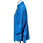 Chico's  Design Vintage Aqua Blue Button Up Tunic Shirt Long Sleeve Faux Suede 1 Photo 1