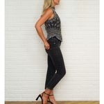 Adrianna Papell Vintage Papell Evening Black Silk Beaded Floral Sleevless High Neck Top womens M Photo 5