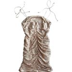 Selfie Leslie NWT! Champagne Gold  Disco Doll Tied Shoulder Sequin Mini Dress Photo 6