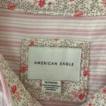 American Eagle  Button Up Shirt Long Sleeve Boxy Fit Grunge Pink Striped Size XL Photo 6