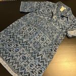 PHILOSOPHY Womens sz M Blue Denim TENCEL Shirt Dress/Tunic Pockets Aztec Tribal Size M Photo 0