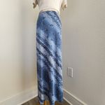 American Vintage Vintage 90s Blue Floral Striped Maxi Skirt Pull On Side Hem Split M Photo 11