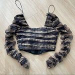 ZARA NEW CORSETRY TULLE CROP TOP WOMENS SIZE S V NECK LONG SLEEVES Photo 7