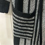 L Love Black/White Striped Cardigan Women’s Medium Black Photo 3