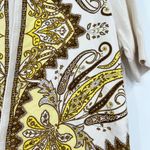 Talbots silk cardigan sweater white gold paisley print one button medium petite Photo 2