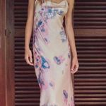 ZARA  maxi dress satin bodycon open back cowl neck tie dye summer evening  Photo 10