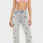 Edikted  Light Wash Blue Silver‎ Eyelet Grommet Jeans M Photo 0
