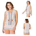 J.Jill  Very Pretty Lilah Textured-Stripes
Embroidered Top size L Photo 1