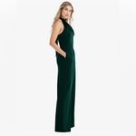 After Six Halter Neck Satin Charmeuse & Crepe Jumpsuit in Evergreen, Siz… Photo 1