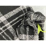 Hummingbird  Women's Poncho Black Plaid One Size Faux Leather Trim Photo 4