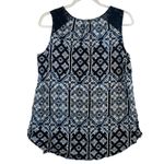 Relativity 1X Navy Blue Printed Tank Top Sleeveless Lace Tassel Boho Blouse Photo 1