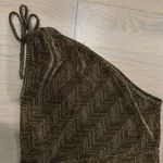 SheIn XL Black Gold Shimmer One Shoulder Semi Sheer Rouch Dress Photo 4