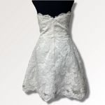 Strapless Mini Wedding Homecoming Prom Formal Dress Floral Lace No Label XS White Photo 3