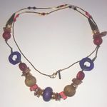 Casual Corner Gold Tone Purple Red Chunky Beaded Boho Retro Necklace Photo 10