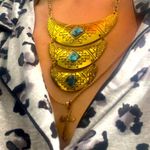 Aztec goddess gold toned vintage necklace Gold Photo 5