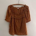 Old Navy Carmel Eyelet Peasant Top Ruffle Baby Doll Small Cottagecore Prairie SS Photo 0