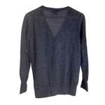 J.Crew Navy Blue Linen Blend Knit Button Front V Photo 4