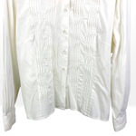 90s NARA CARMICIE Vintage White Pin Tuck Mandarin Collar Button Up Size L Photo 5
