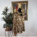 Rafaella  Women’s XL Leopard Print Satin Blouse Button Front Long Sleeve Top Photo 1