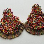 Bohemian Beaded Tassel Earrings for Women Big Statement Earrings Red Photo 0